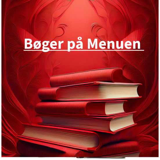 billede af en bunke bøger på en rød baggrud