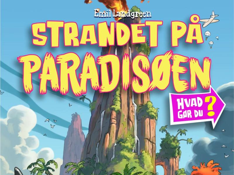 Billedet er forsiden på Emil Landgreens bog Strandet på Paradisøen.