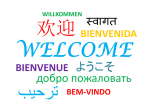 Der står velkommen på mange forskellige sprog