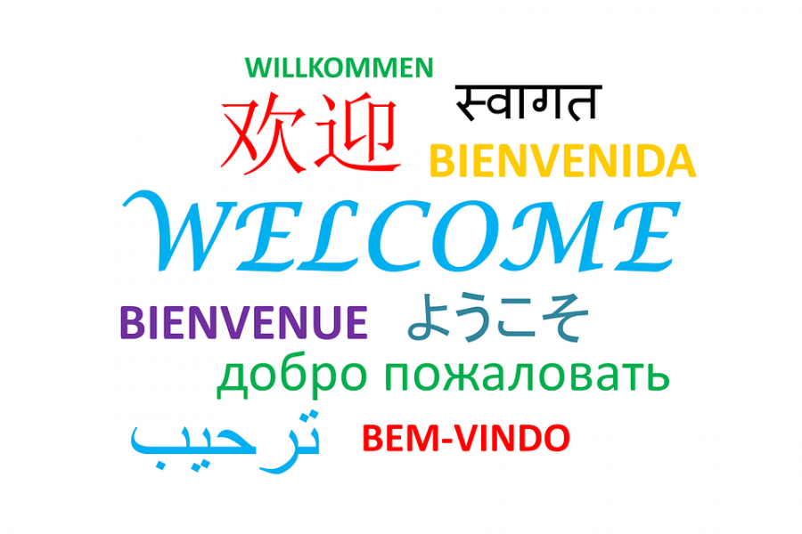 Der står velkommen på mange forskellige sprog