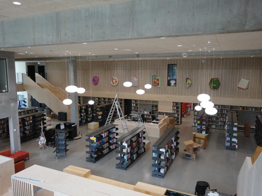 Billedet viser et view udover det nye bibliotek i Brande